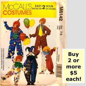 McCall’s M6142 Child’s Clown, Jester Uncut Sewing Pattern (7-8)